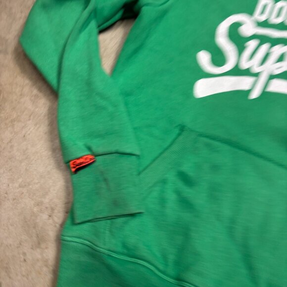 Superdry Hoodie Mens Large Green Heavyweight Sweatshirt - Picture 4 of 11